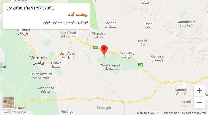 روستای بهشت آباد بر روی نقشه