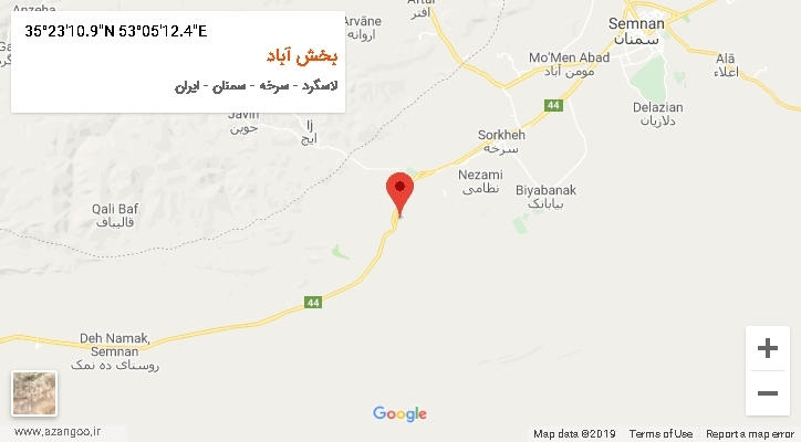 روستای بخش آباد بر روی نقشه