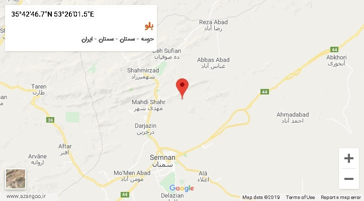 روستای بلو بر روی نقشه