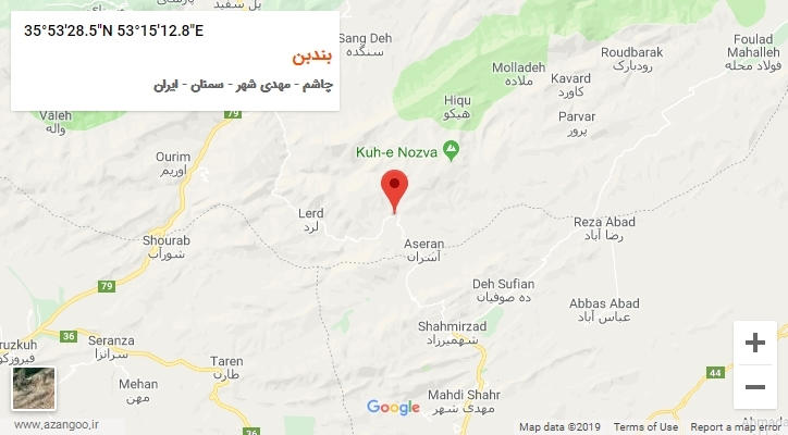 روستای بندبن بر روی نقشه