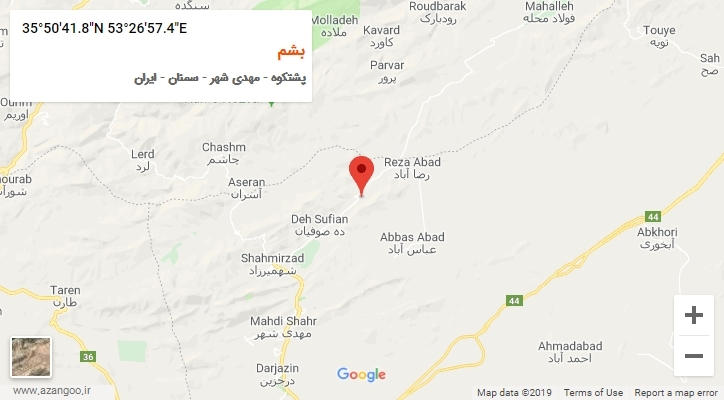 روستای بشم بر روی نقشه