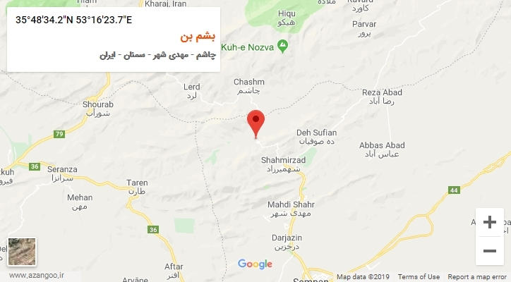 روستای بشم بن بر روی نقشه