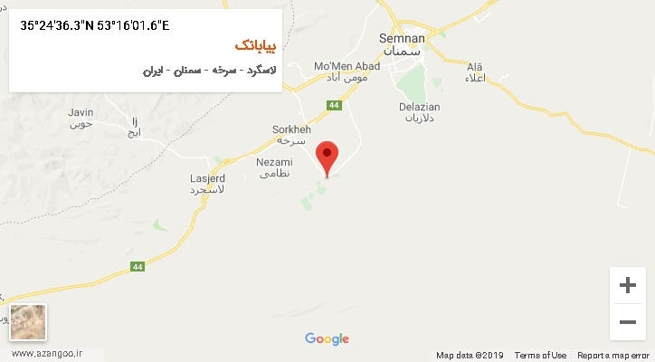 روستای بیابانک بر روی نقشه