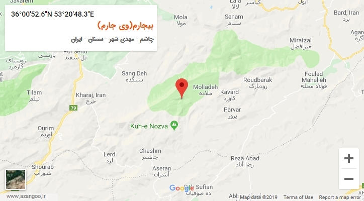 روستای بیجارم(وی جارم) بر روی نقشه
