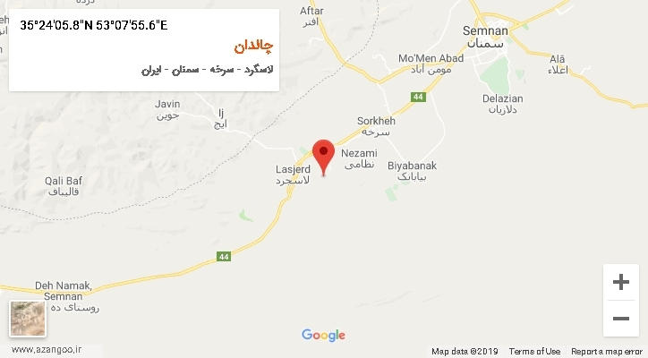 روستای چالدان بر روی نقشه