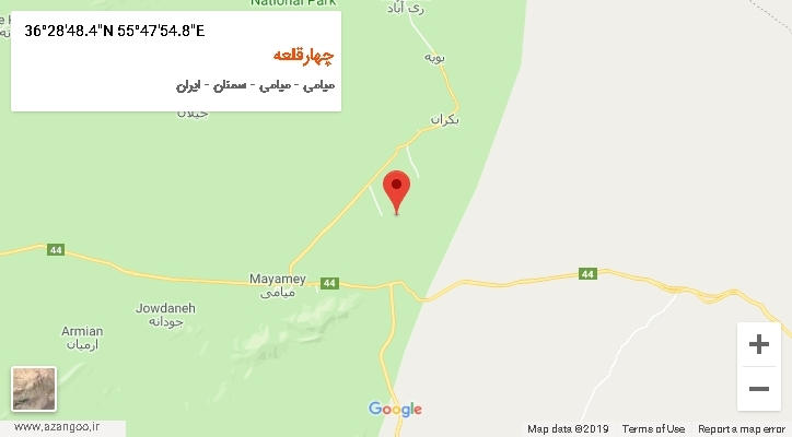 روستای چهارقلعه بر روی نقشه