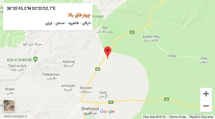 روستای چهارطاق بالا بر روی نقشه