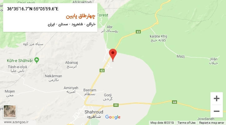 روستای چهارطاق پایین بر روی نقشه