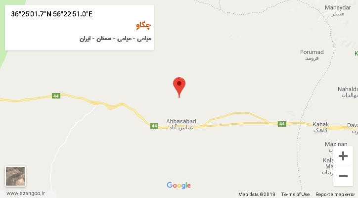 روستای چکاو بر روی نقشه