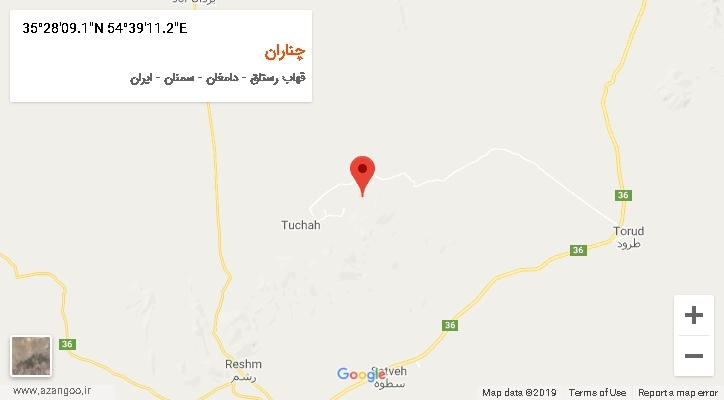 روستای چناران بر روی نقشه