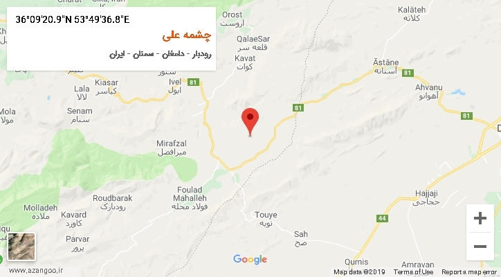 روستای چشمه علی بر روی نقشه