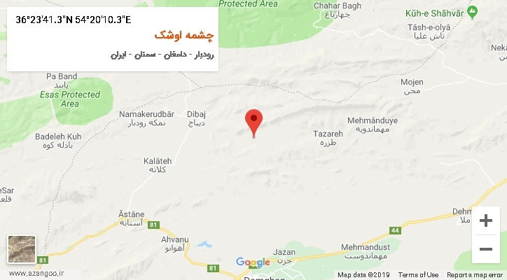 روستای چشمه اوشک بر روی نقشه
