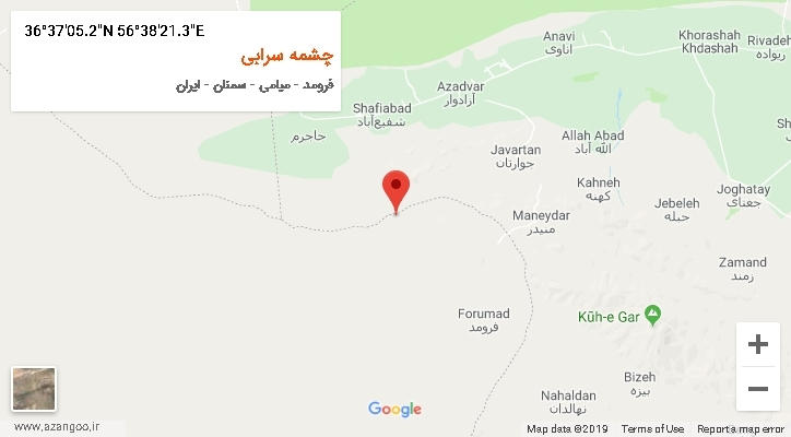 روستای چشمه سرابی بر روی نقشه