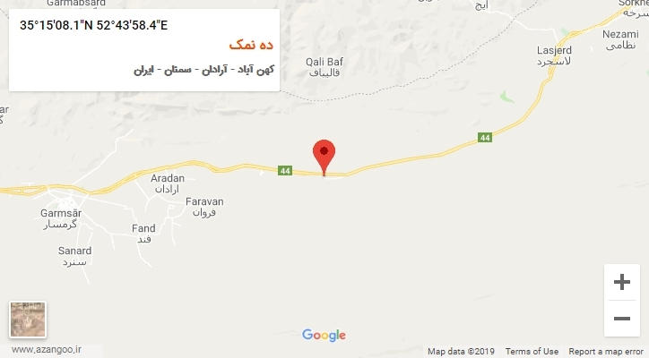 روستای ده نمک بر روی نقشه