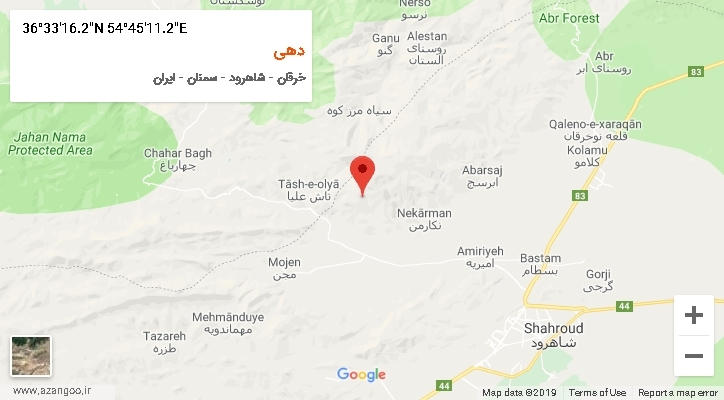 روستای دهی بر روی نقشه