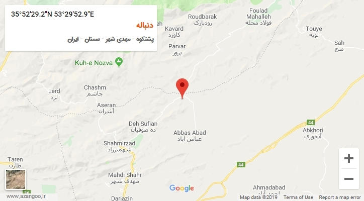 روستای دنباله بر روی نقشه