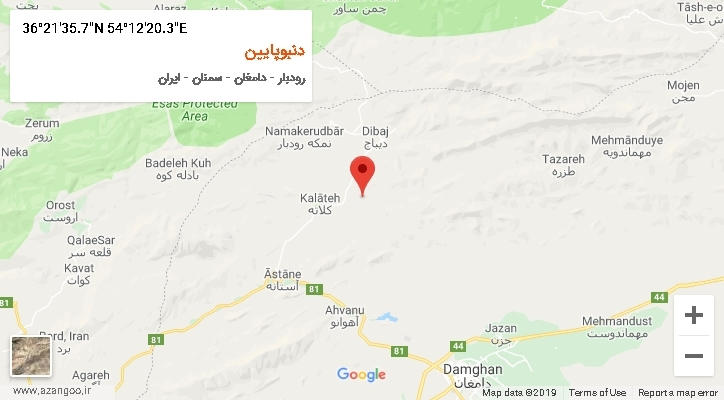 روستای دنبوپایین بر روی نقشه