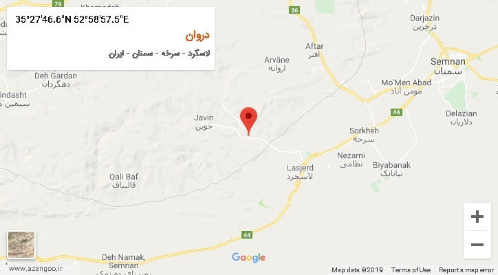روستای دروان بر روی نقشه