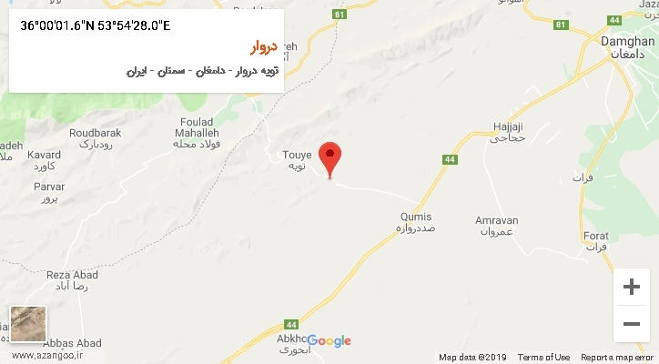 روستای دروار بر روی نقشه