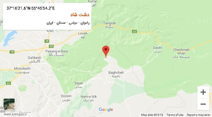روستای دشت شاد بر روی نقشه