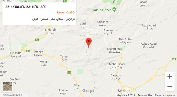 روستای دشت سفید بر روی نقشه