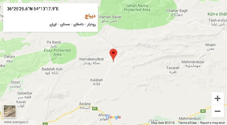 روستای دیباج بر روی نقشه