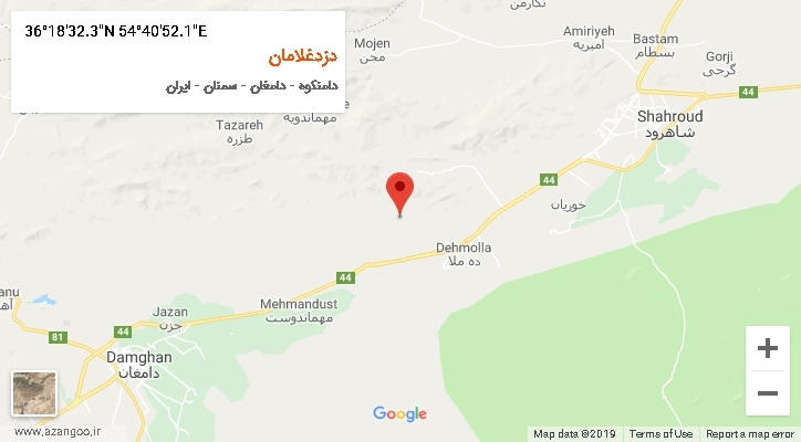 روستای دزدغلامان بر روی نقشه