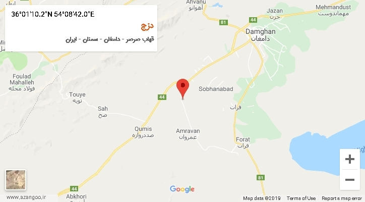 روستای دزج بر روی نقشه