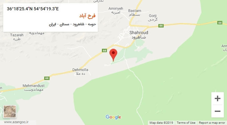 روستای فرح آباد بر روی نقشه