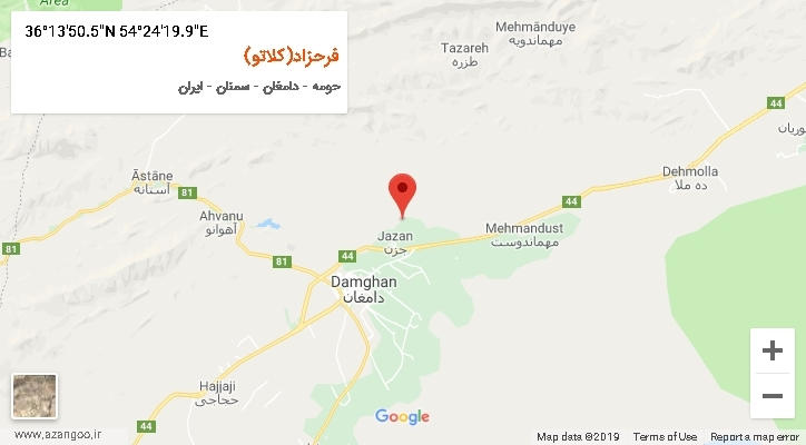 روستای فرحزاد(کلاتو) بر روی نقشه