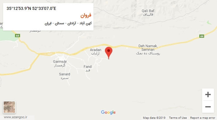 روستای فروان بر روی نقشه