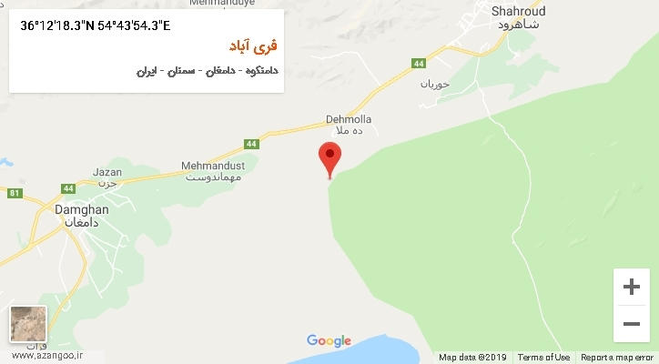 روستای فری آباد بر روی نقشه