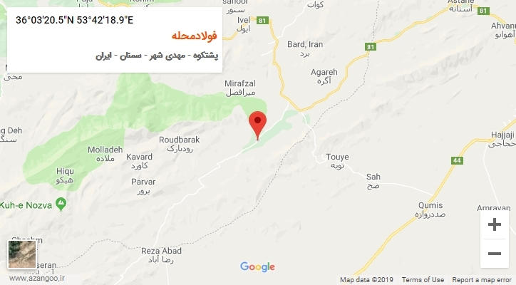 روستای فولادمحله بر روی نقشه