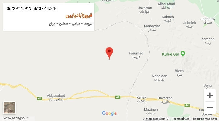 روستای فیروزآبادپایین بر روی نقشه