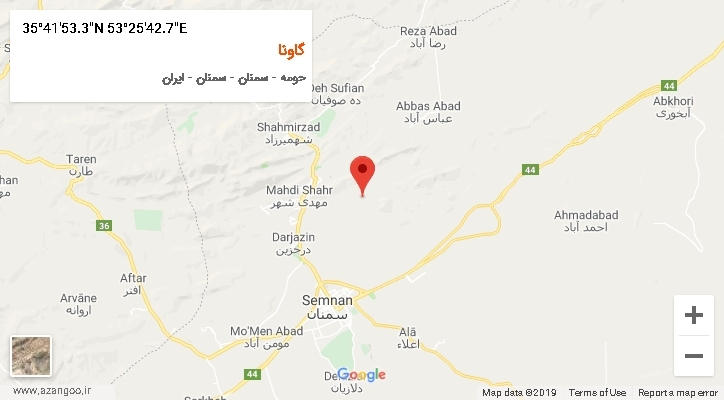 روستای گاونا بر روی نقشه