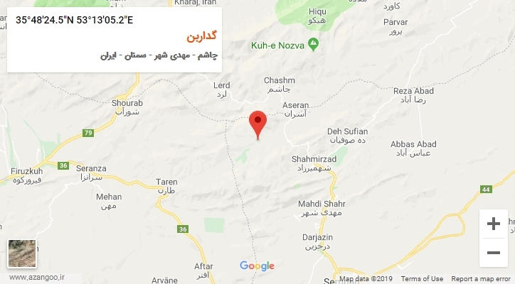 روستای گداربن بر روی نقشه