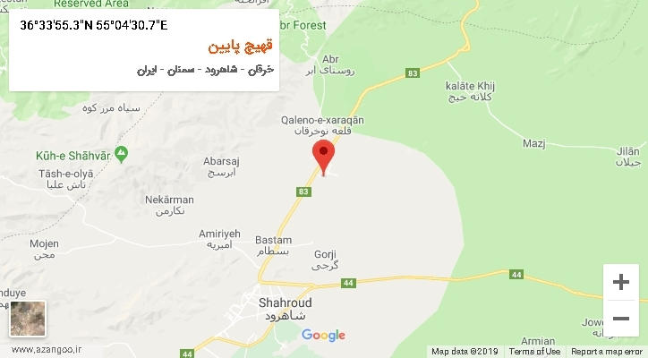 روستای قهیچ پایین بر روی نقشه