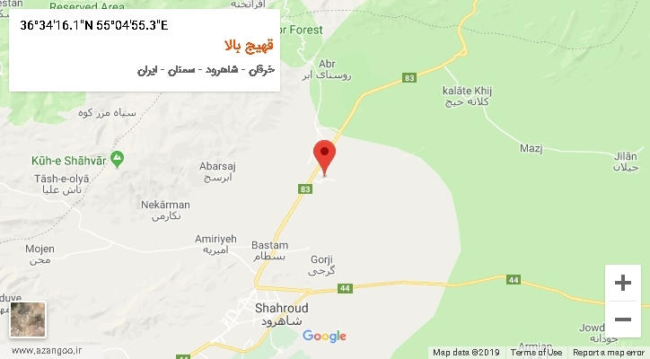 روستای قهیج بالا بر روی نقشه