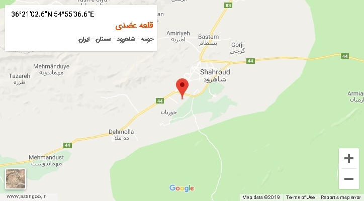 روستای قلعه عضدی بر روی نقشه