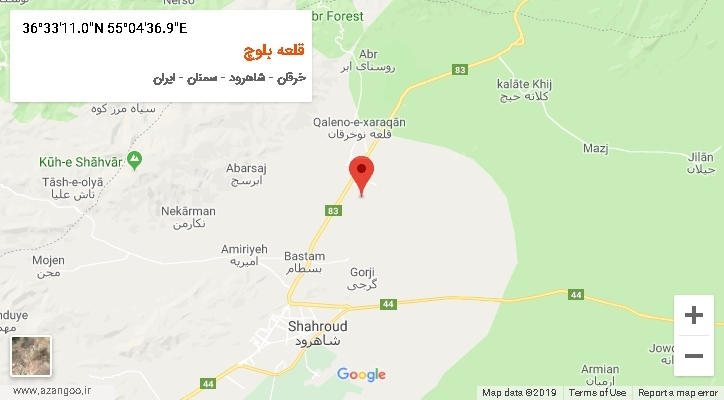 روستای قلعه بلوچ بر روی نقشه