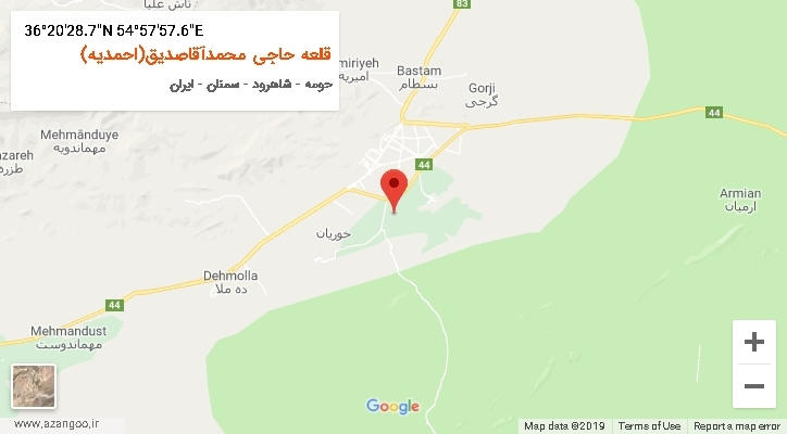 روستای قلعه حاجی محمدآقاصدیق(احمدیه) بر روی نقشه