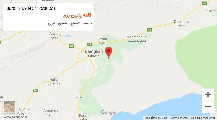 روستای قلعه پایین برم بر روی نقشه
