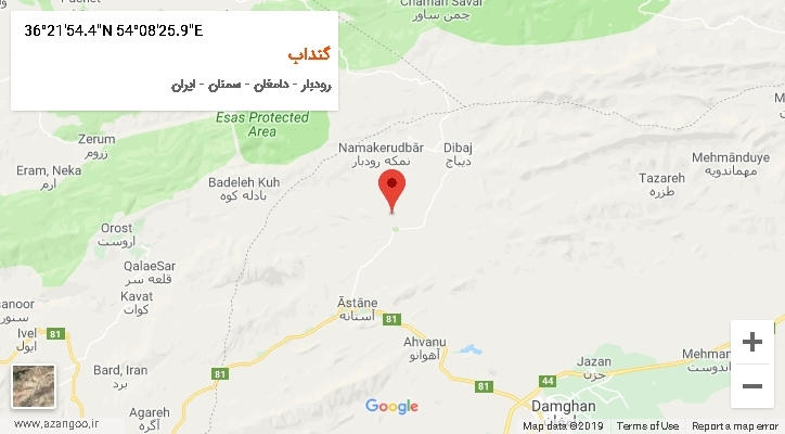 روستای گنداب بر روی نقشه