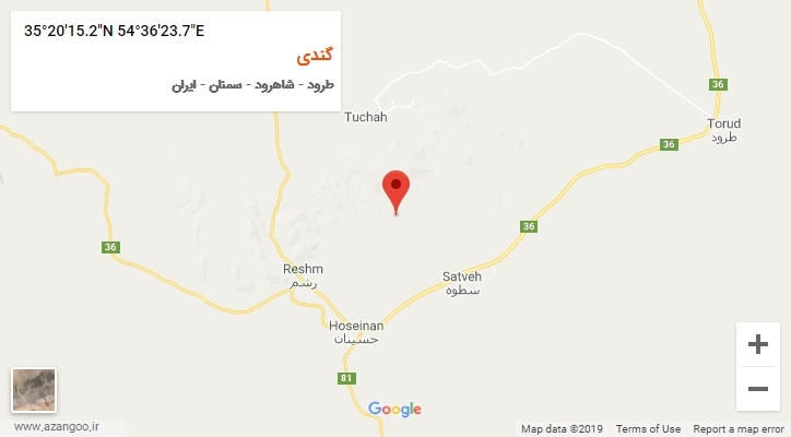 روستای گندی بر روی نقشه