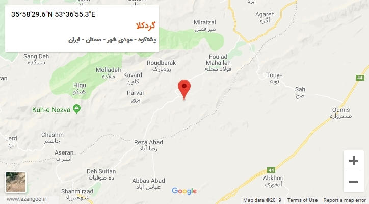 روستای گردکلا بر روی نقشه