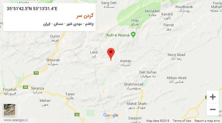 روستای گردن سر بر روی نقشه