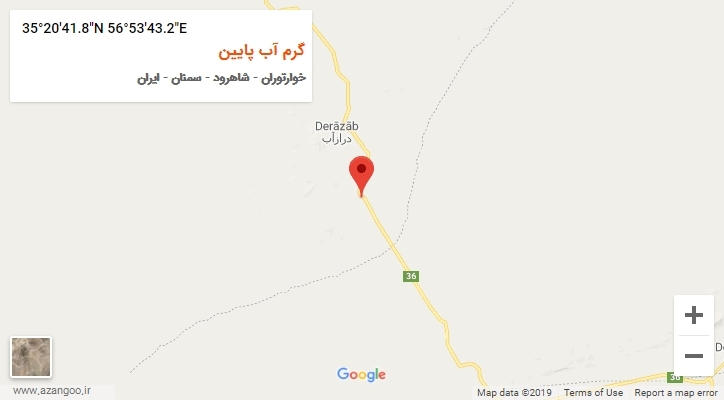 روستای گرم آب پایین بر روی نقشه