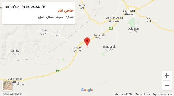 روستای حاجی آباد بر روی نقشه