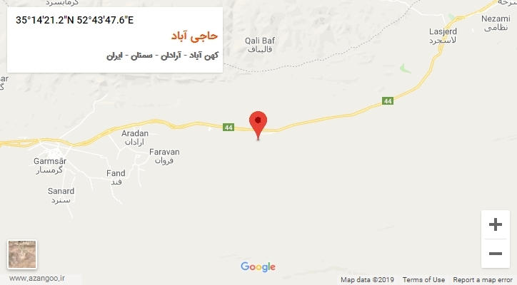 روستای حاجی آباد بر روی نقشه