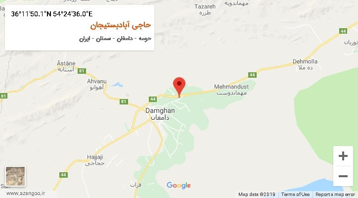 روستای حاجی آبادبستیجان بر روی نقشه